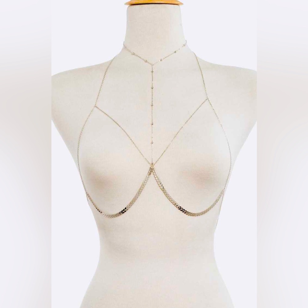 Silver Dainty Bra Bodychain Statement Necklace - Picture 1 of 1